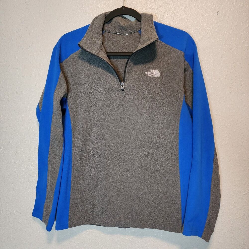 The North Face Blue Grey Colorblock Fleece 1/4 Zip Pullover Gorpcore Outerwear